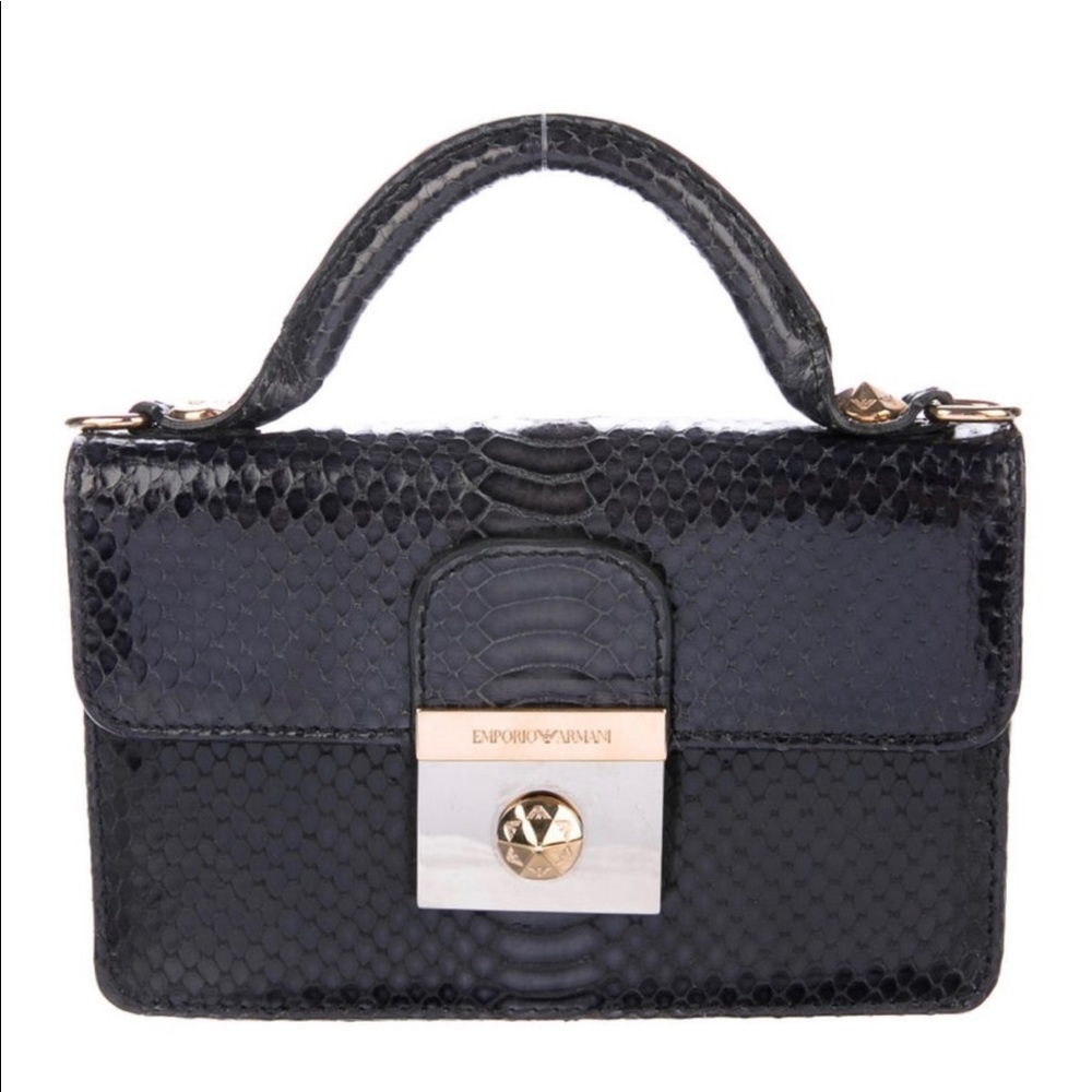 Emporio Armani Black Python Crossbody Mini Bag